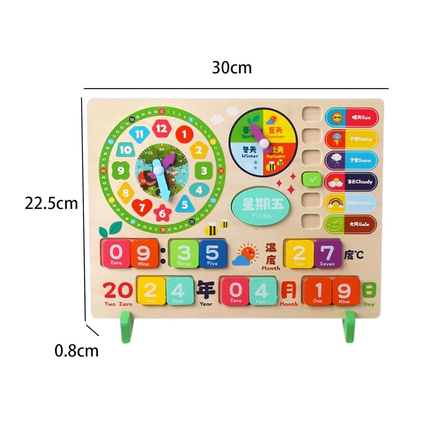 Wooden Calendar Clock Toy | Preschool Learning & Developmental Toy for Kids & Babies