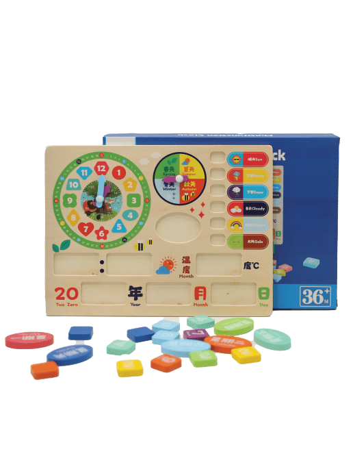 Horloge Calendrier en Bois | Jouet d'Éveil et Éducatif pour Enfants et Bébés