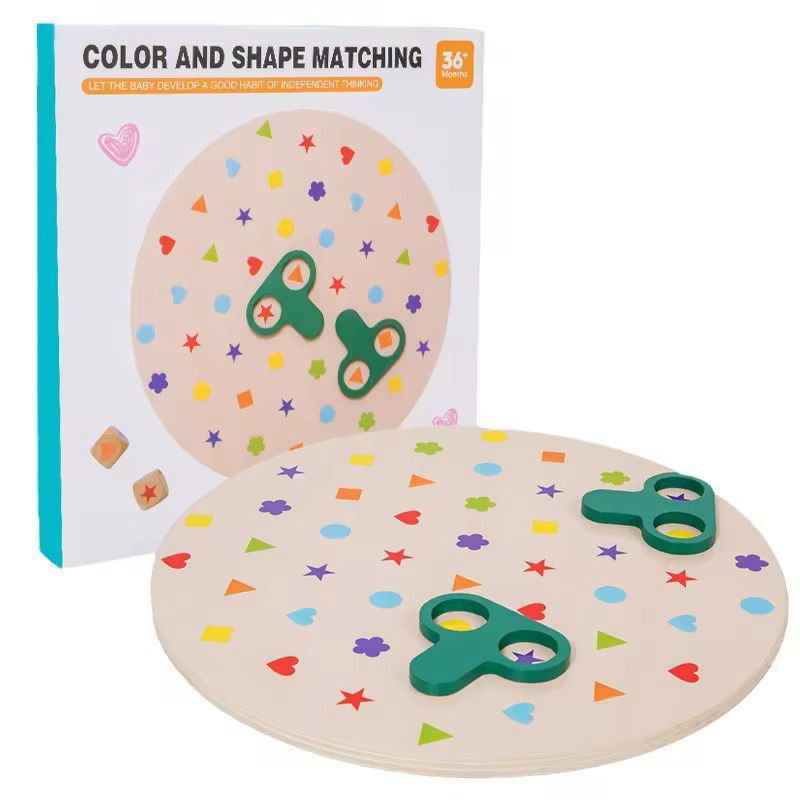 Wooden Color and Shape Matching Board – Fine Motor Learning Activity for Toddlers and Preschoolers