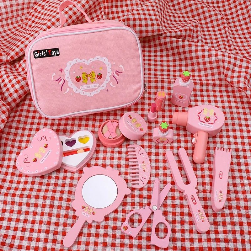 Wooden Cosmetic Bag Princess Makeup Set Simulation Little Girl Birthday New Year Gift