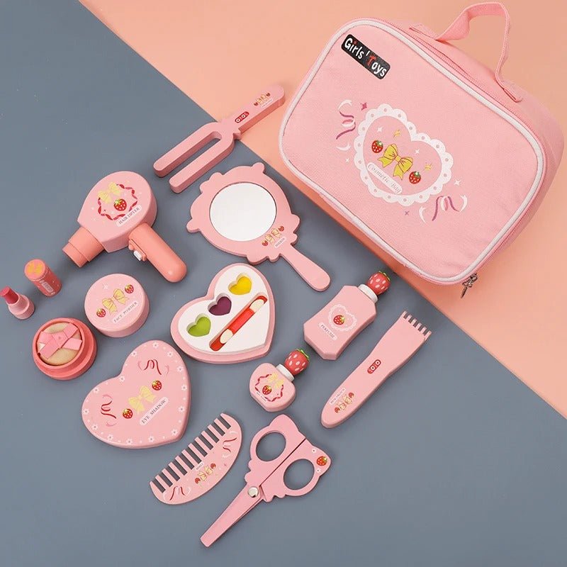 Wooden Cosmetic Bag Princess Makeup Set Simulation Little Girl Birthday New Year Gift