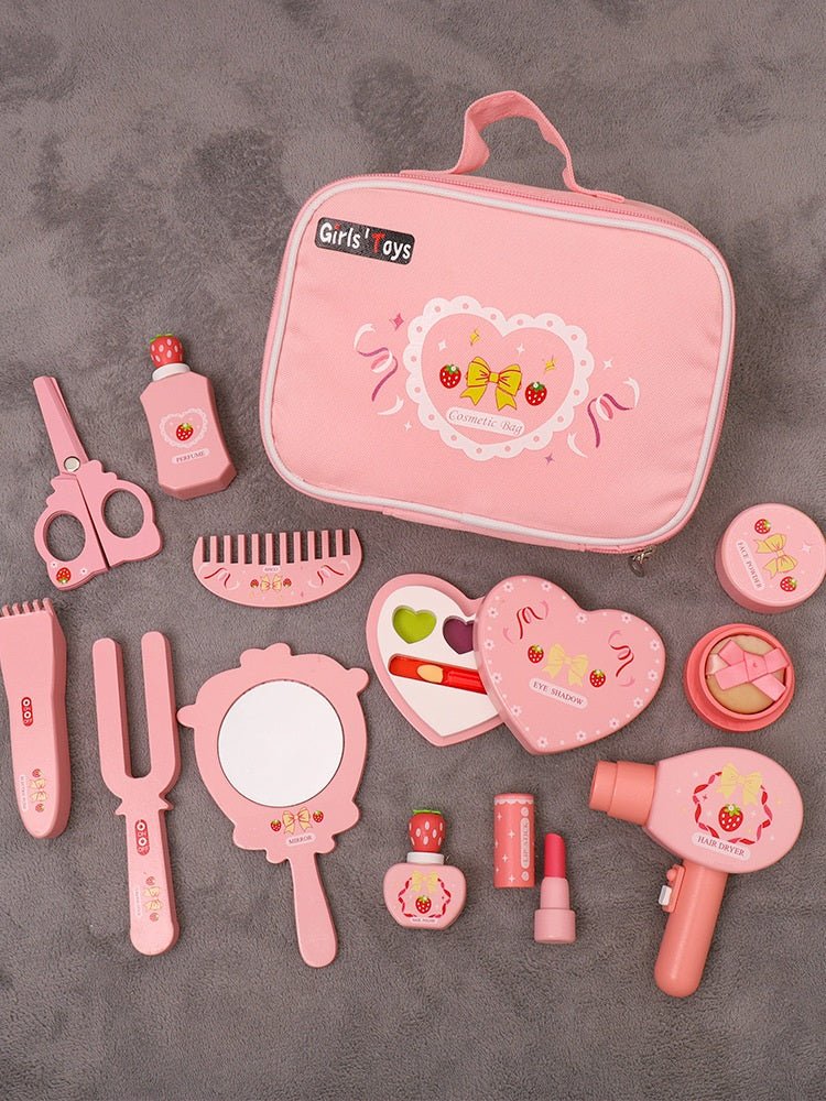 Wooden Cosmetic Bag Princess Makeup Set Simulation Little Girl Birthday New Year Gift