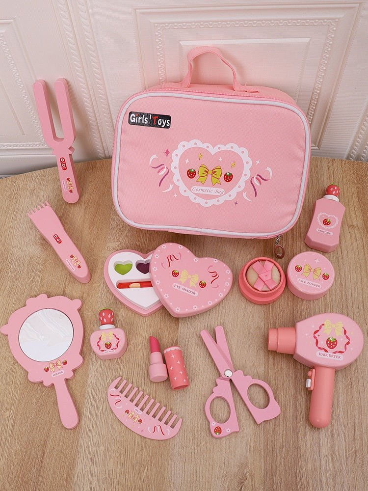 Wooden Cosmetic Bag Princess Makeup Set Simulation Little Girl Birthday New Year Gift