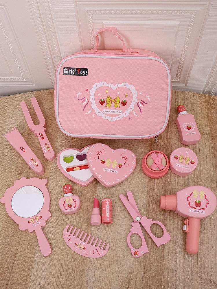 Wooden Cosmetic Bag Princess Makeup Set Simulation Little Girl Birthday New Year Gift