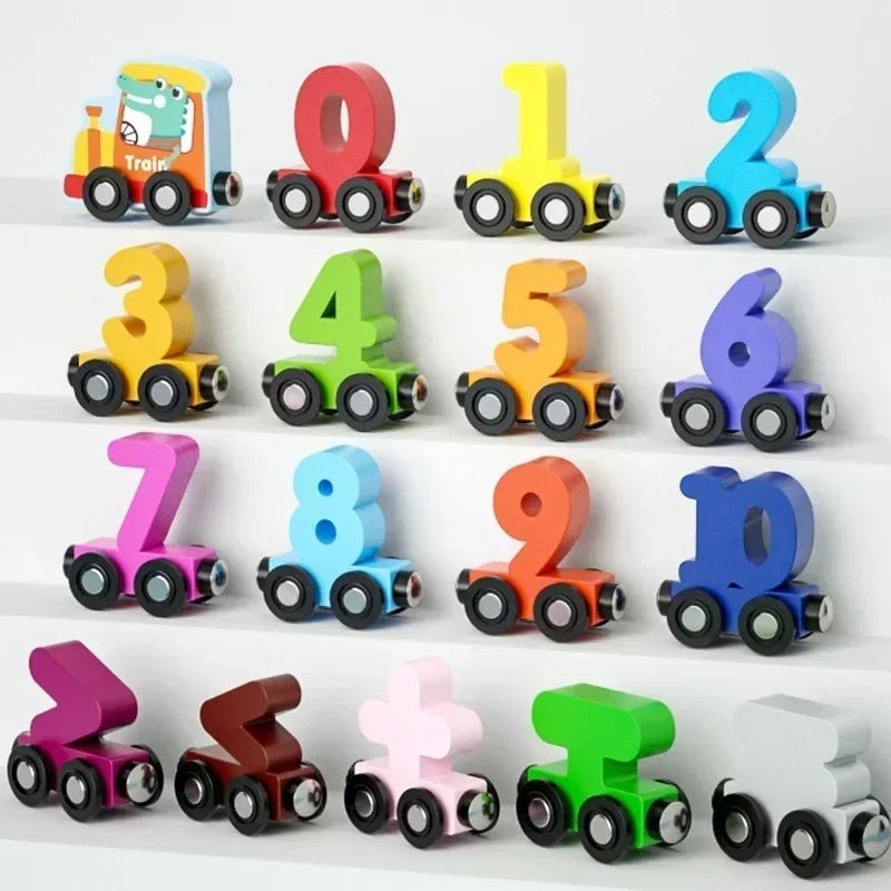 Wooden Digital Magnetic Number Train Number Small Train