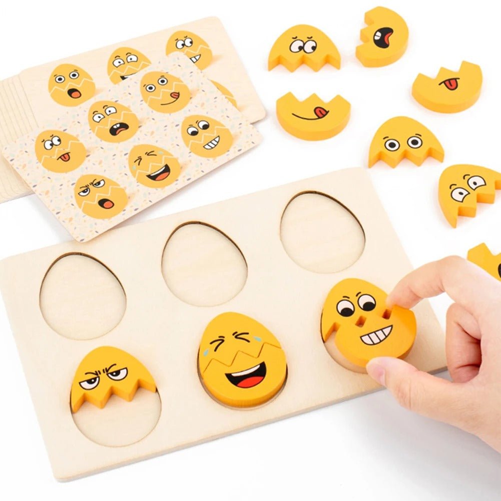 Wooden Egg Face Changing Matching Game