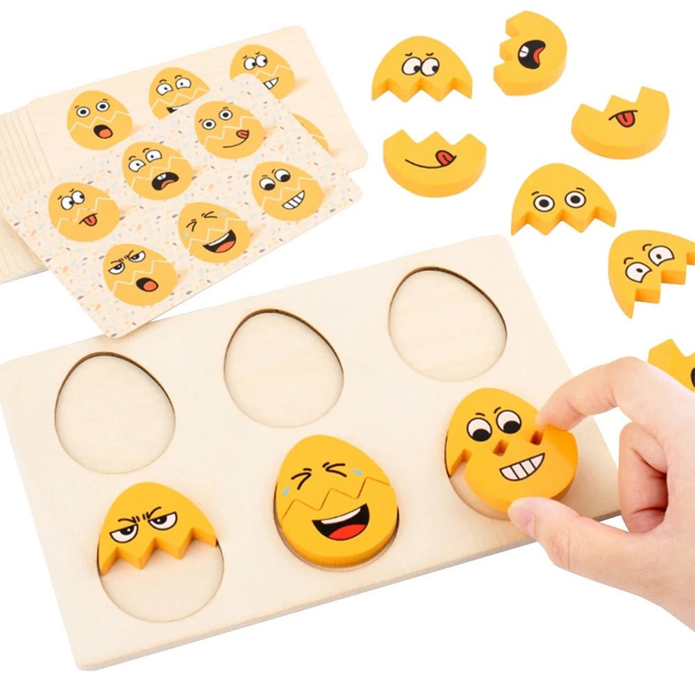 Wooden Egg Face Changing Matching Game
