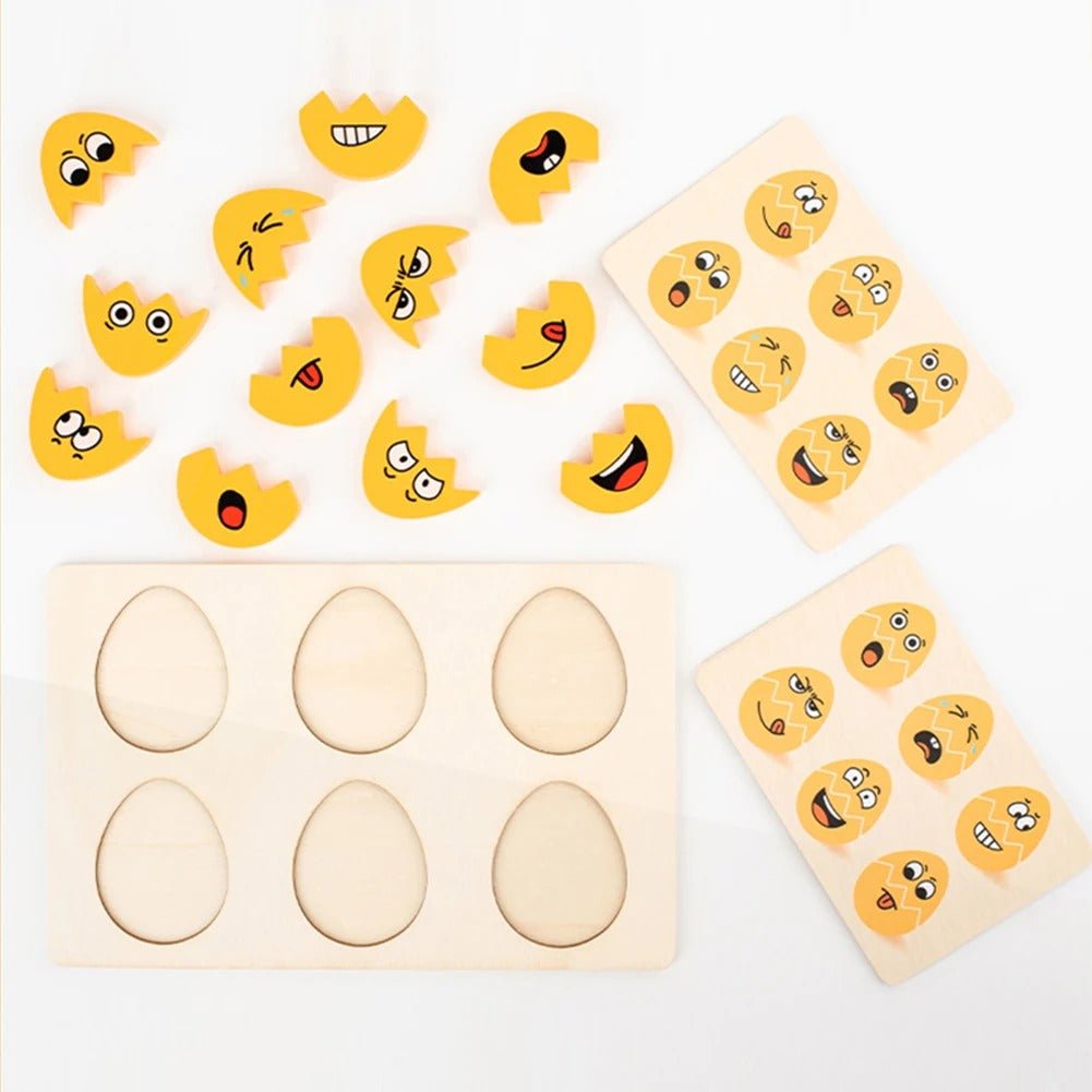 Wooden Egg Face Changing Matching Game