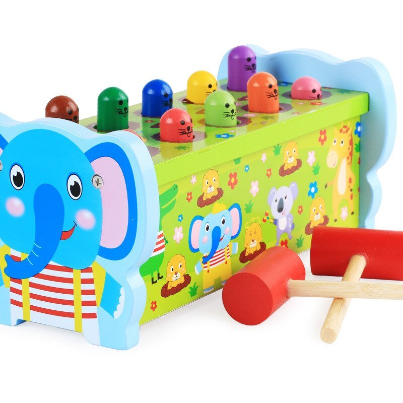 Wooden Elephant Hammer Pounding Toy | 10 Peg Hammer Beats Game toy