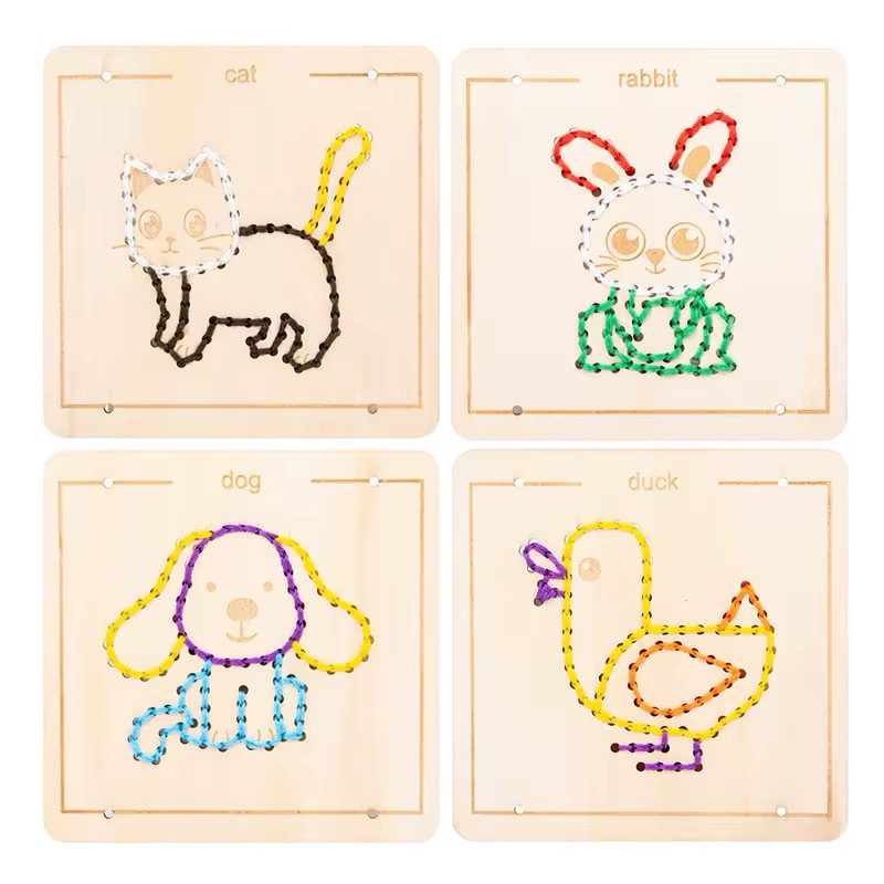 Wooden Embroidery Board Set - Sewing Practice for Fine Motor Development