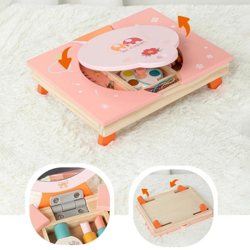 Wooden Folding Dresser Table, Make Up Pretend Play Toys for Girls