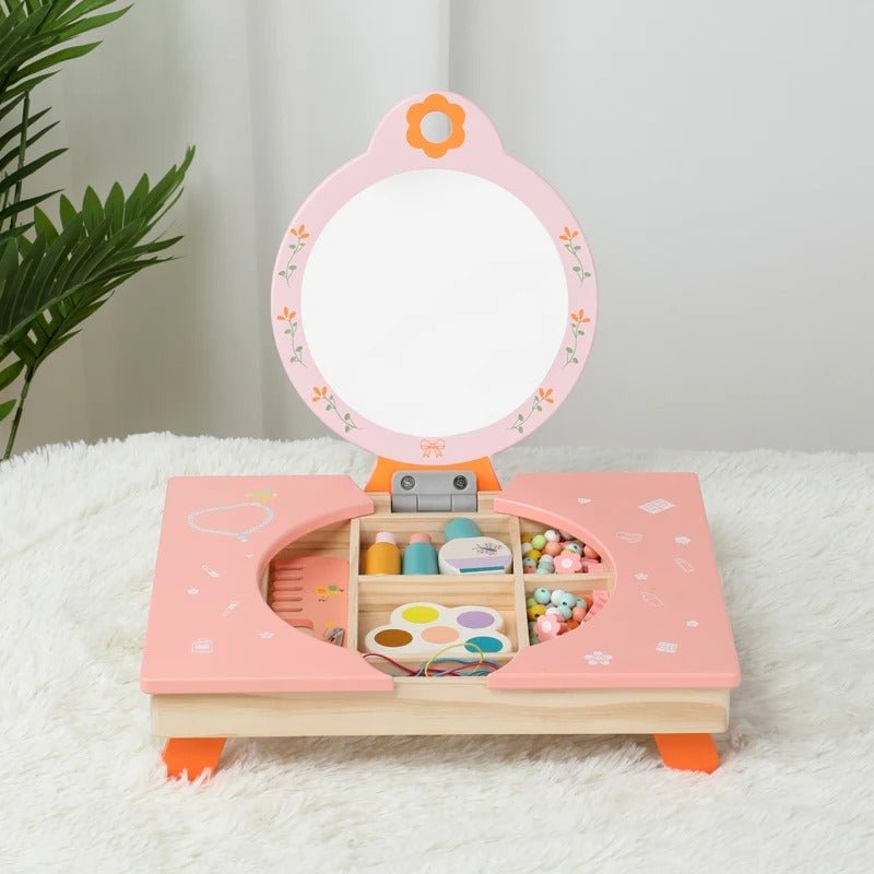 Wooden Folding Dresser Table, Make Up Pretend Play Toys for Girls