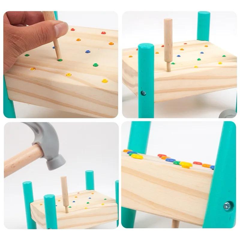 Wooden Hammering Toy - Knock Nail Table for Toddlers and Preschoolers