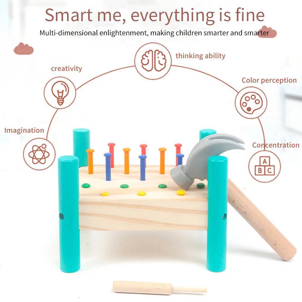 Wooden Hammering Toy - Knock Nail Table for Toddlers and Preschoolers