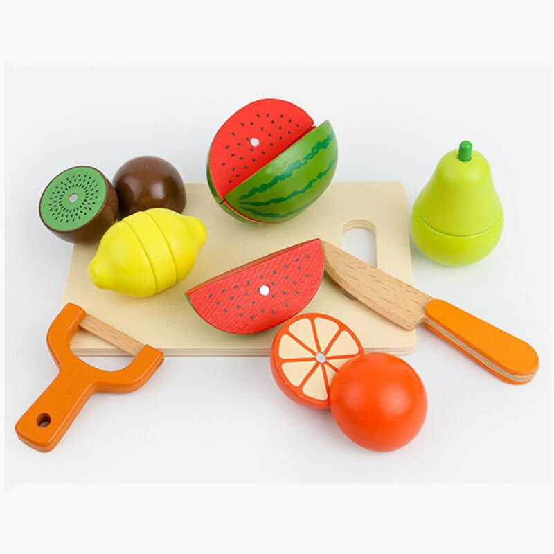 Wooden Magnetic Cutting Fruit & Vegetable Pretend Play Kitchen and Early Education