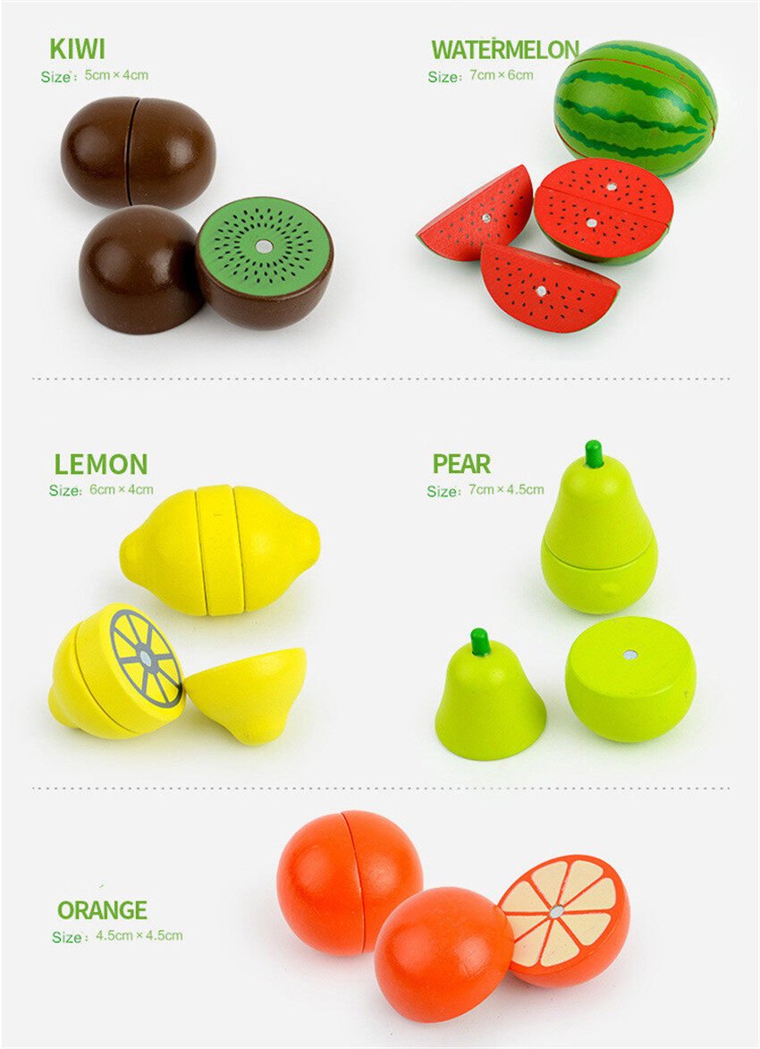 Wooden Magnetic Cutting Fruit & Vegetable Pretend Play Kitchen and Early Education