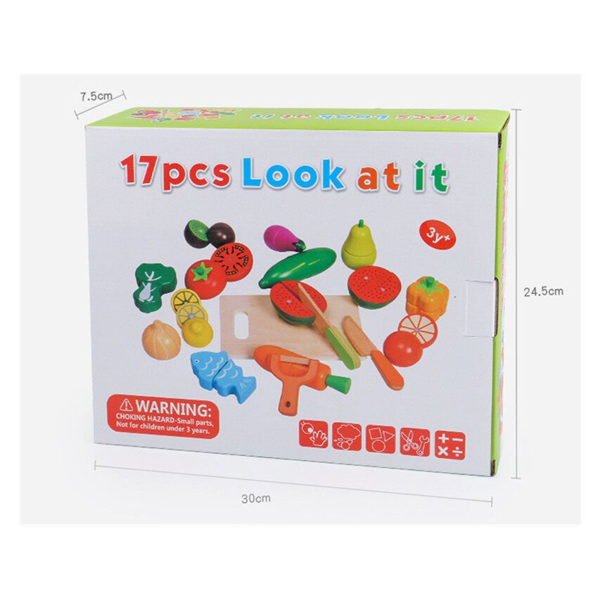 Wooden Magnetic Cutting Fruit & Vegetable Pretend Play Kitchen and Early Education