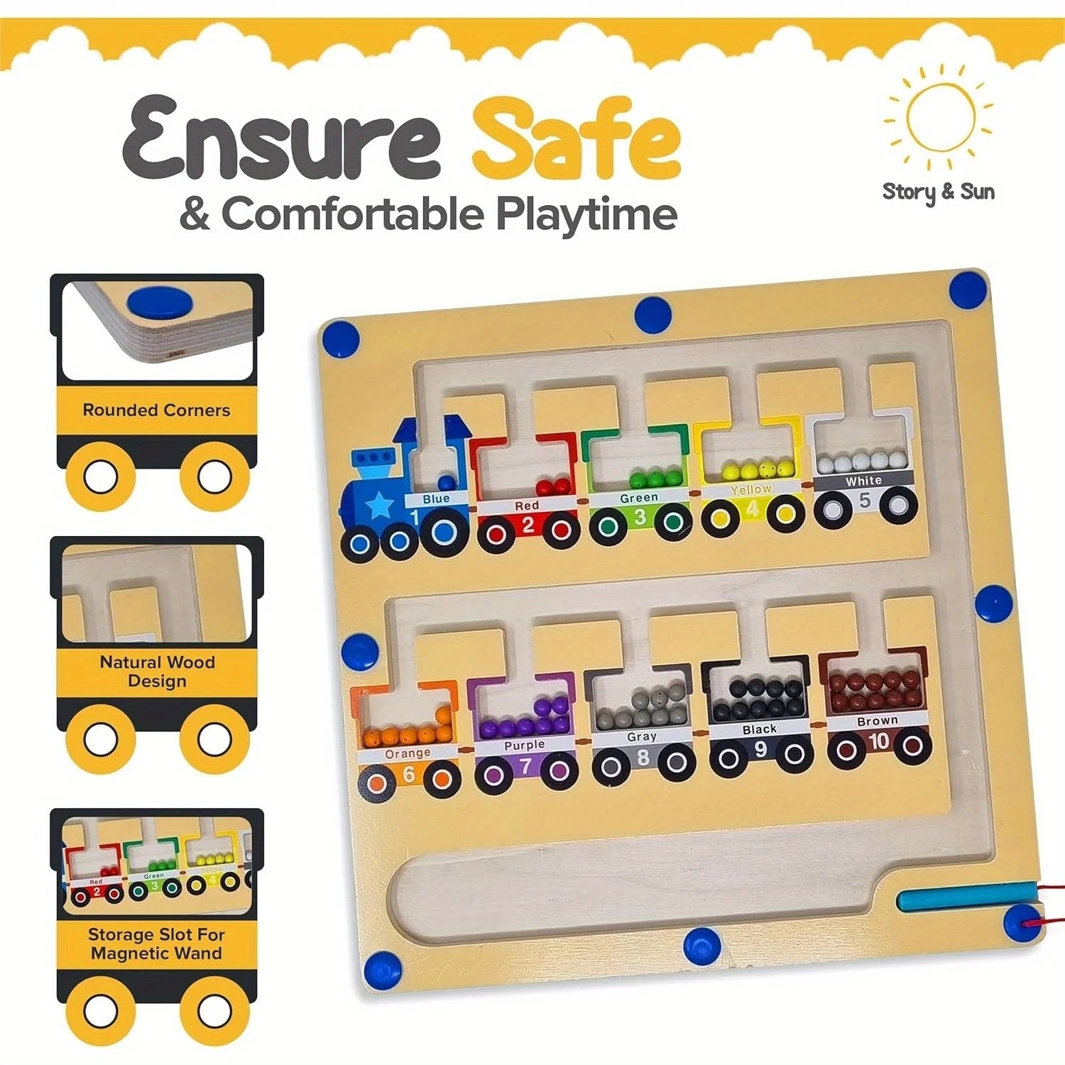 Wooden Maze Board Magnetic Location Maze