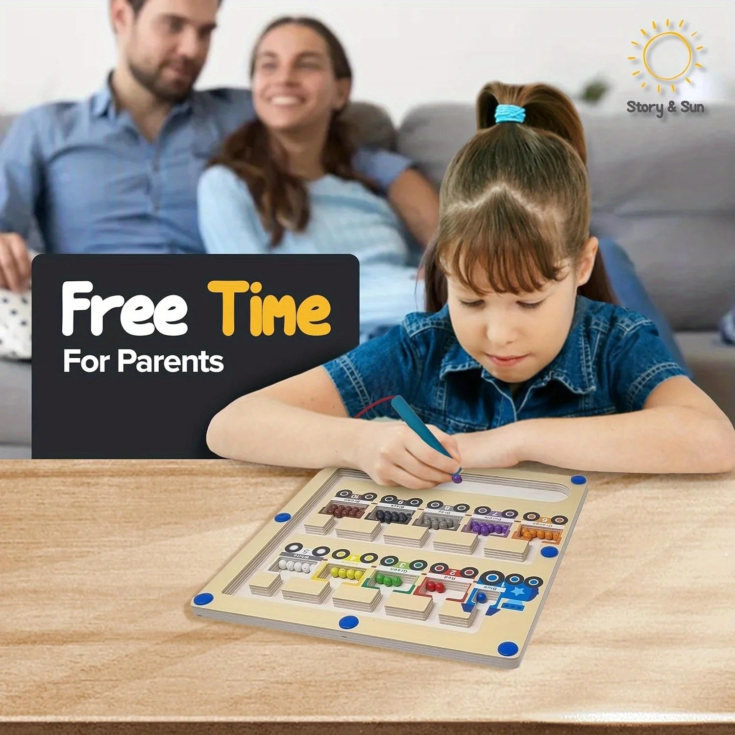 Wooden Maze Board Magnetic Location Maze