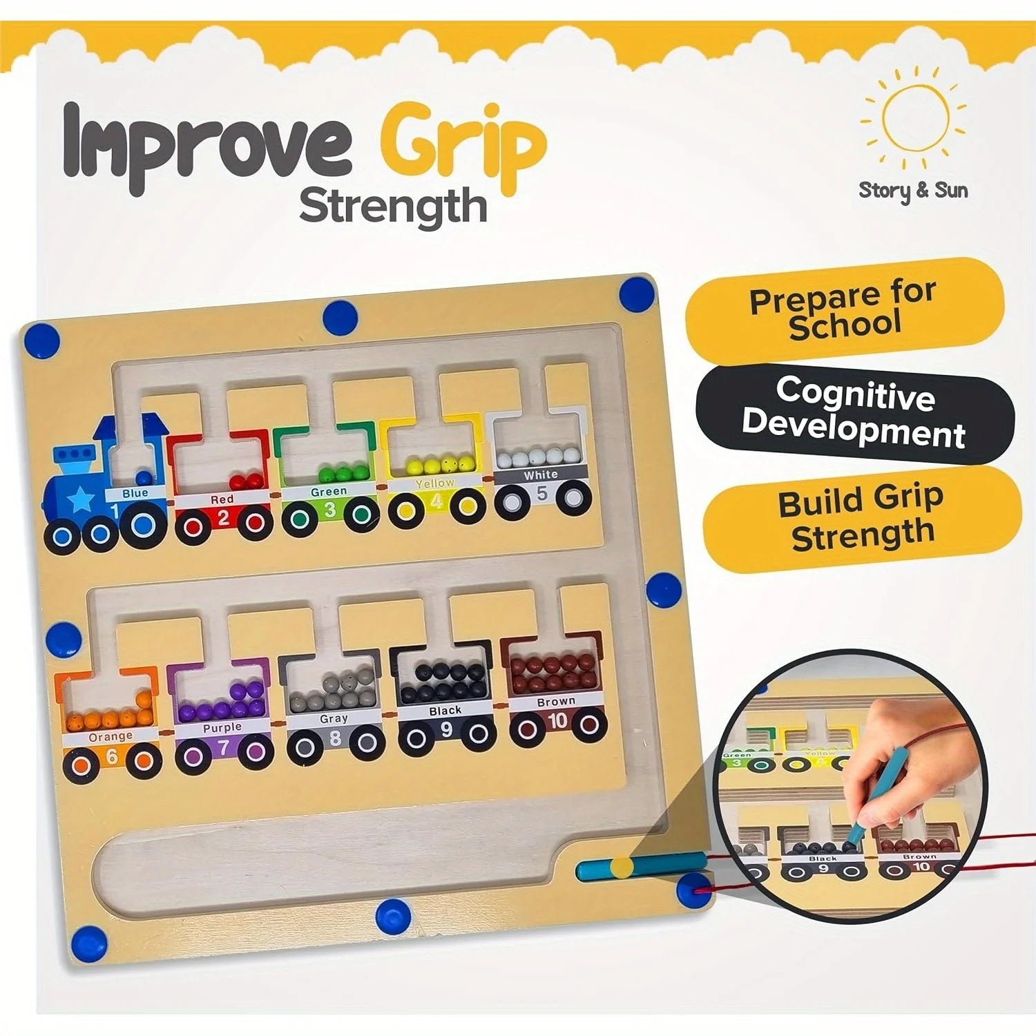 Wooden Maze Board Magnetic Location Maze