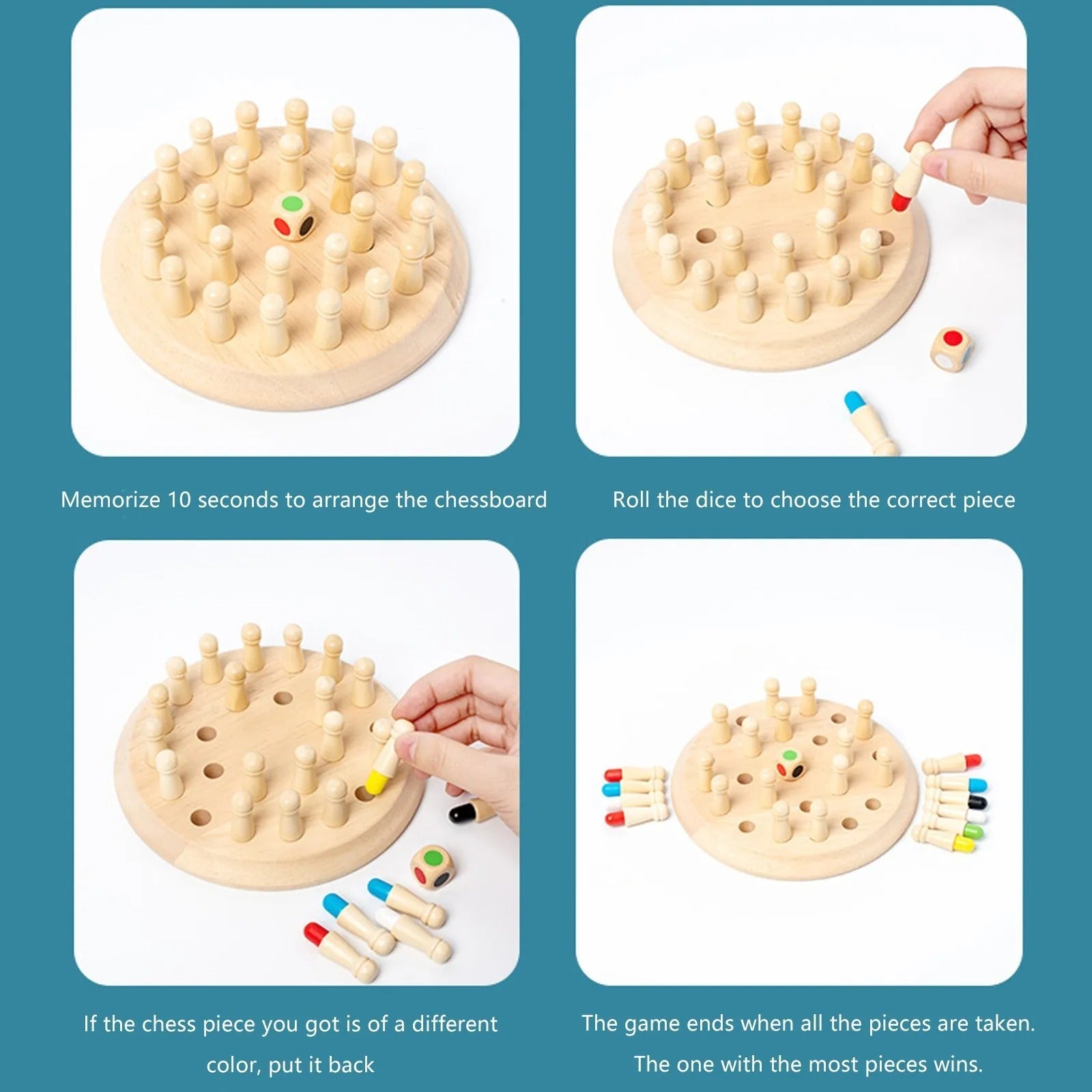 Wooden Memory Match Stick Chess Board Game - Logic Braintease Toys for Boys And Girls special