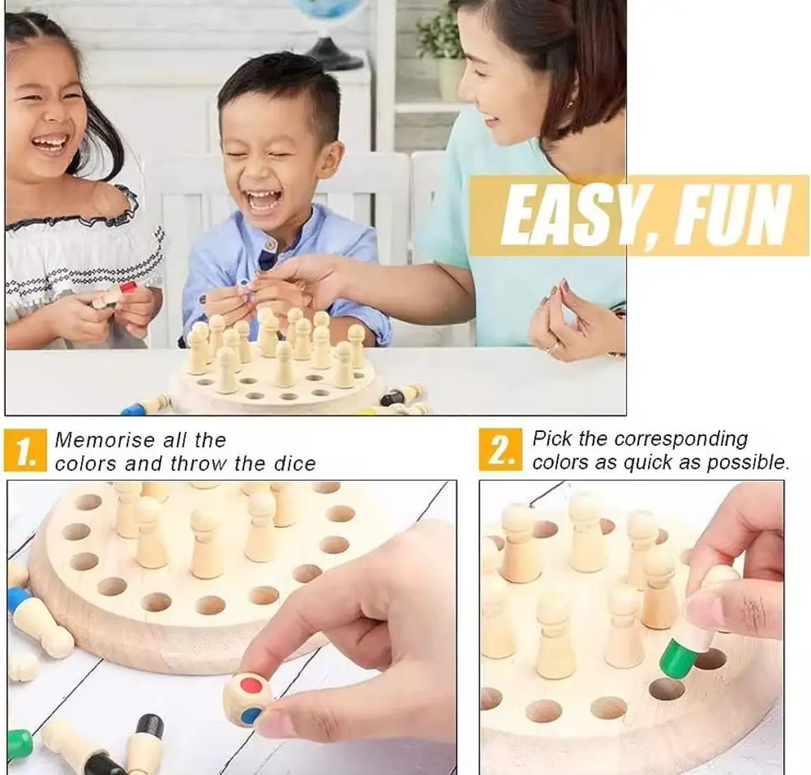 Wooden Memory Match Stick Chess Board Game - Logic Braintease Toys for Boys And Girls special