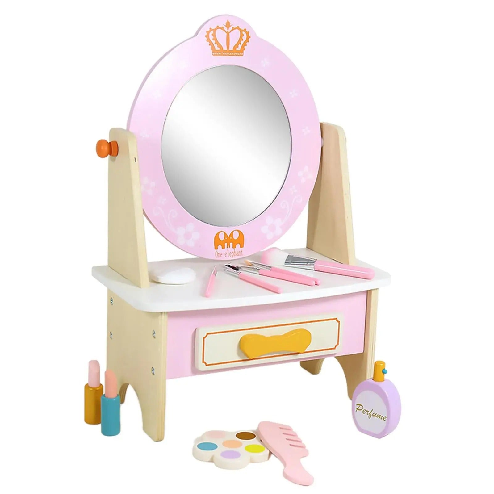 Wooden Montessori Dress up Table - Simulation Makeup Table for Girls Gifts