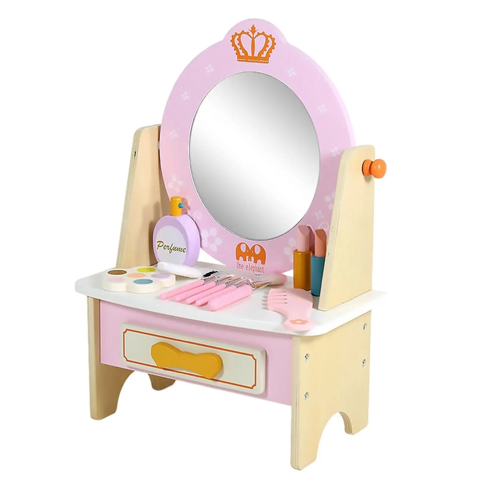 Wooden Montessori Dress up Table - Simulation Makeup Table for Girls Gifts