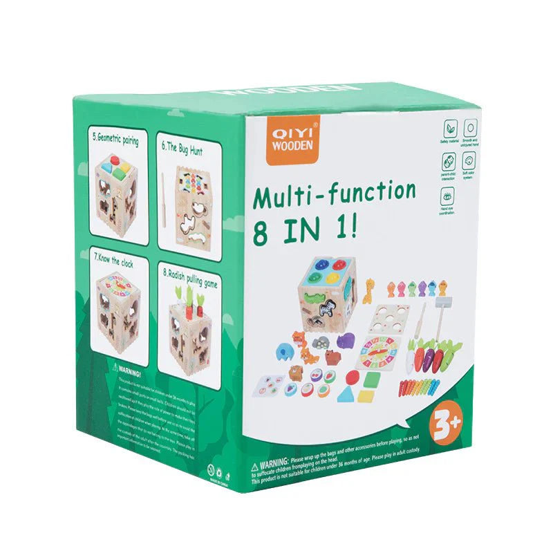 Wooden Montessori 8-in-1 Learning & Activity Toy for Kids