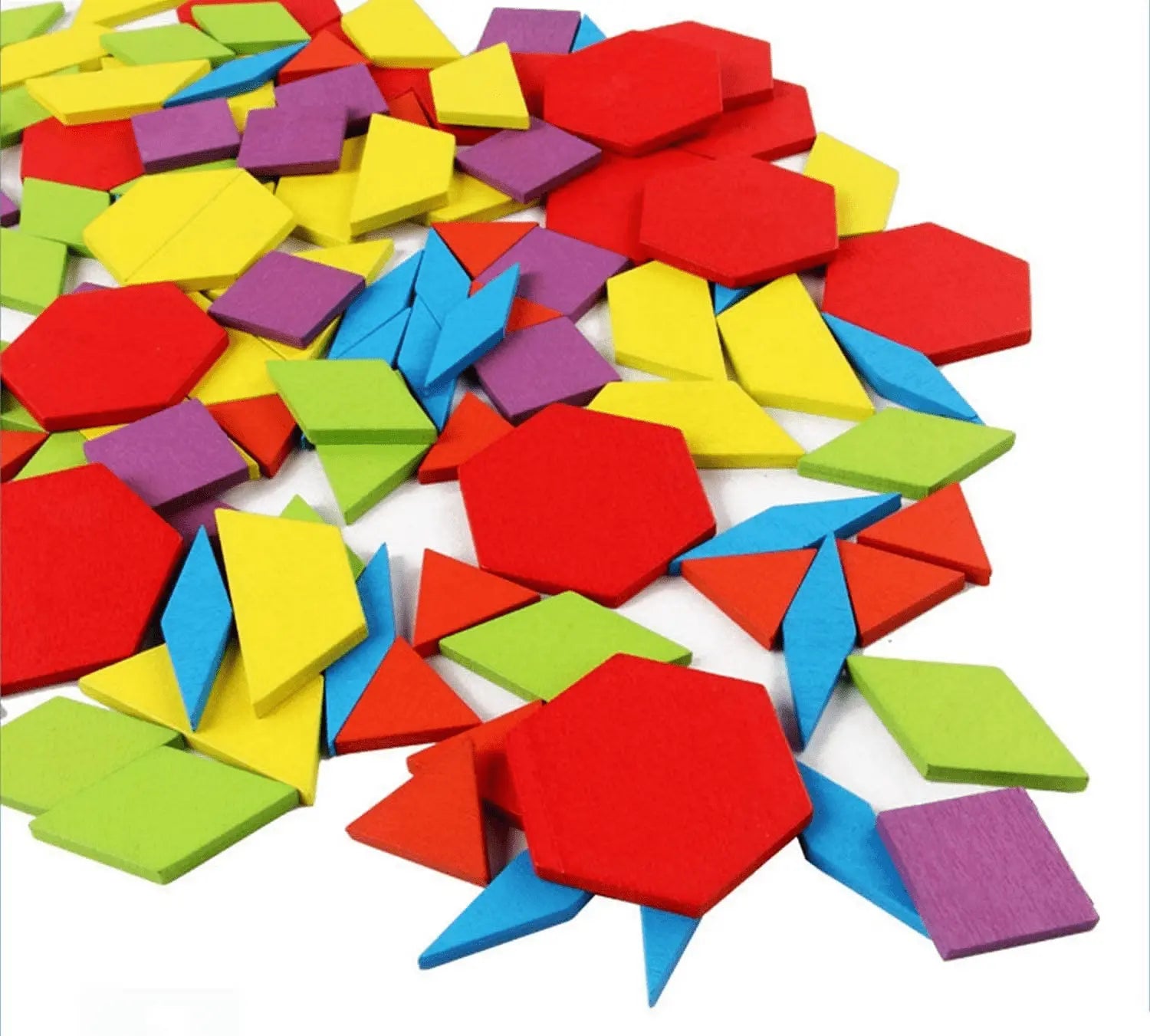 Wooden Pattern Block Geometric Shape Puzzle Early Education - 130 pcs