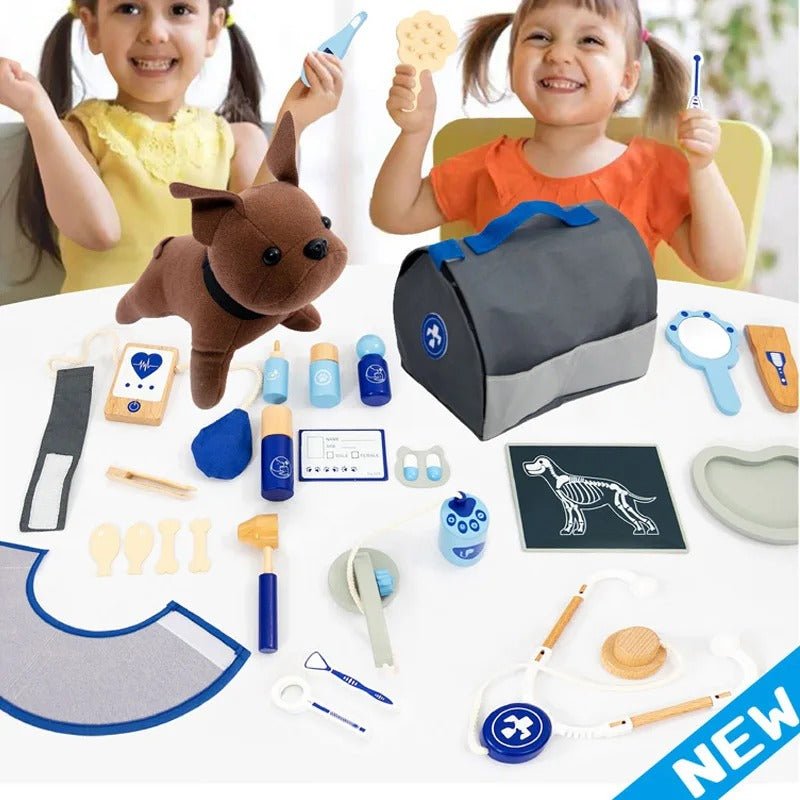 Wooden Pet Doctor Set for Hospital Tool Accessories Simulation Medical Kit