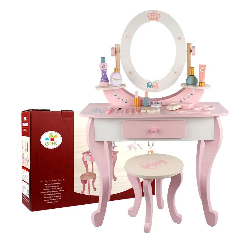 Wooden Pink Dresser, Simulation dresser mirror girl birthday gift