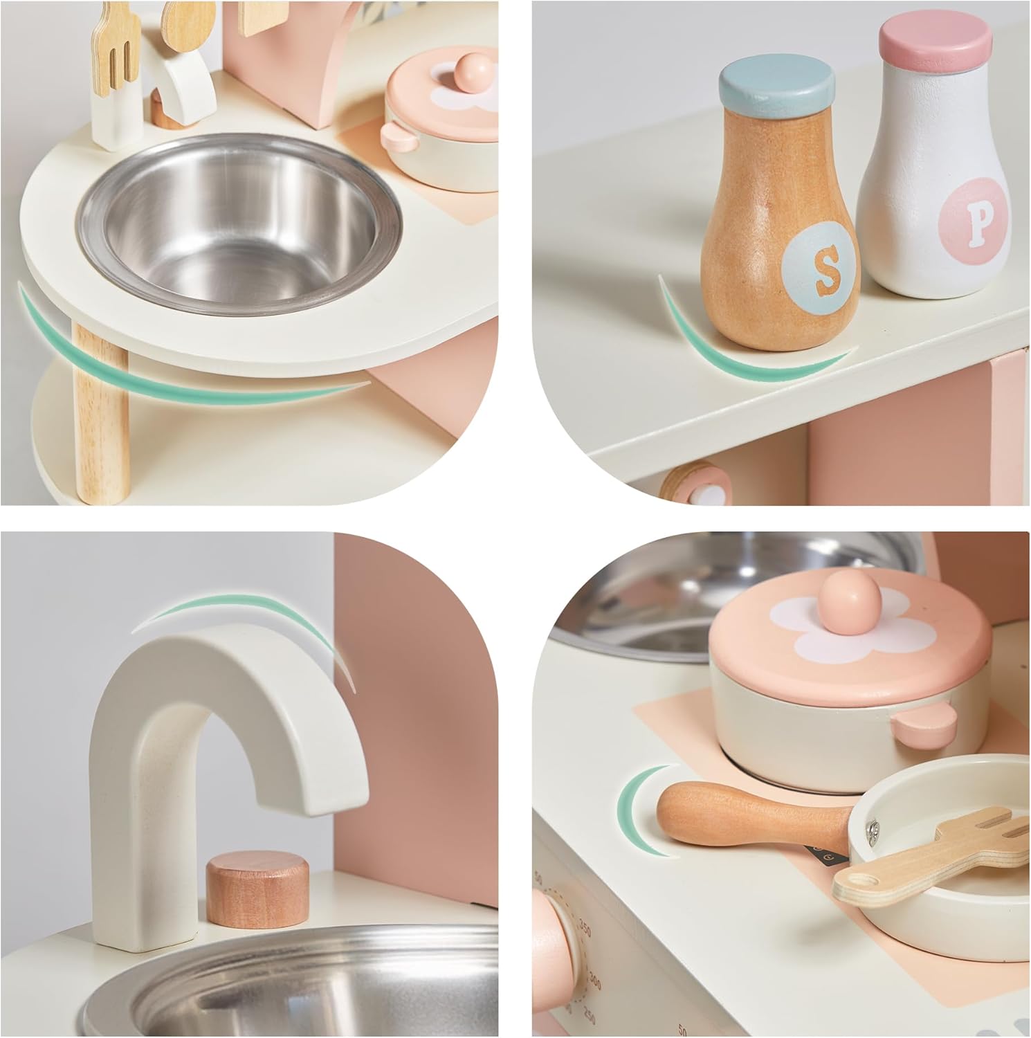 Wooden Kitchen Playset with Coffee Maker & Accessories – Premium Pretend Cooking Set