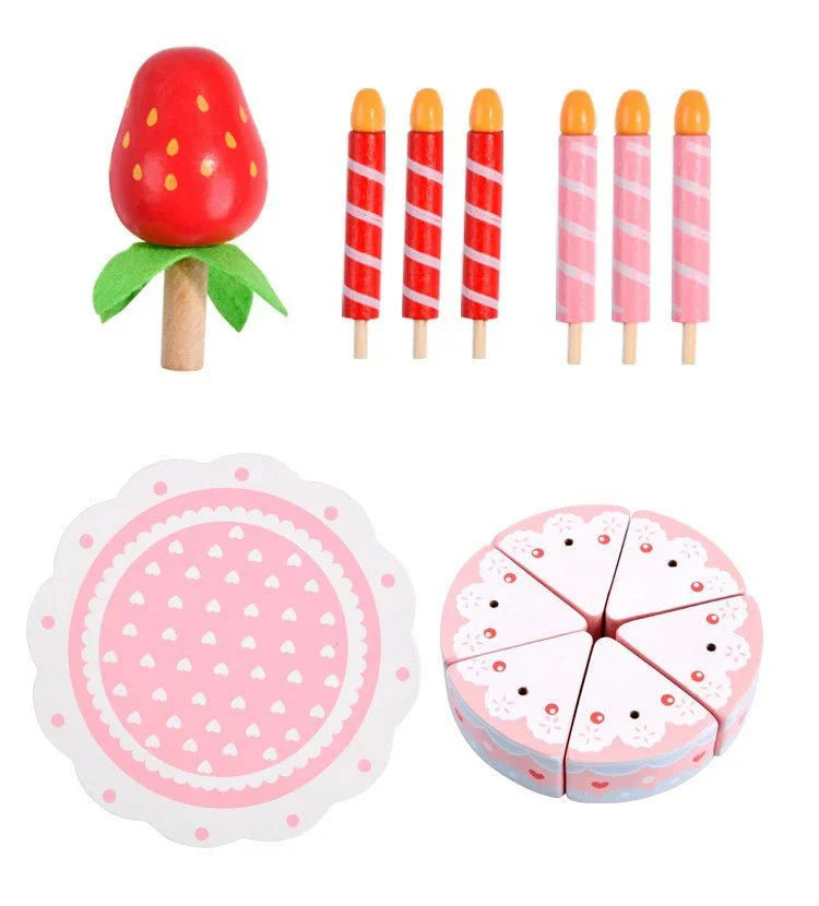 Wooden Princess Birthday Cake Toy Play Food Cake Toy Pretend Play for Kids