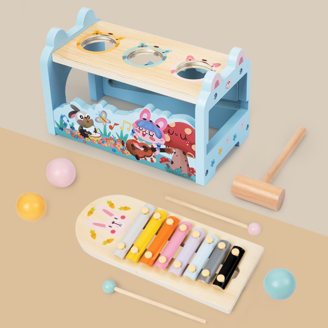 Wooden Rabbit Musical Hammer Ball Toy