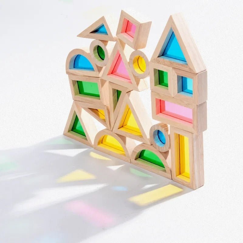 Wooden Rainbow Acrylic Blocks – Montessori Educational Toys