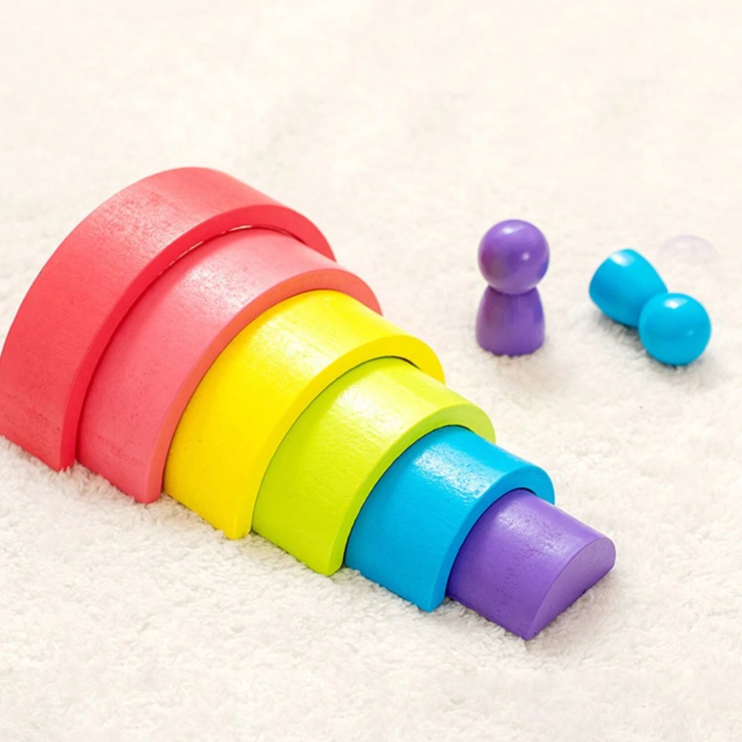 Wooden Rainbow Building Block Assembly Toy