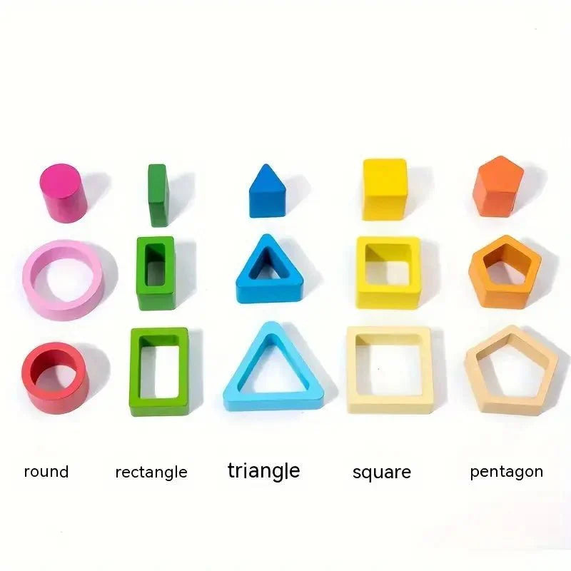 Wooden Sorting And Stacking Toys, Shapes stacker, Color Recognition Shape Sorting Gifts