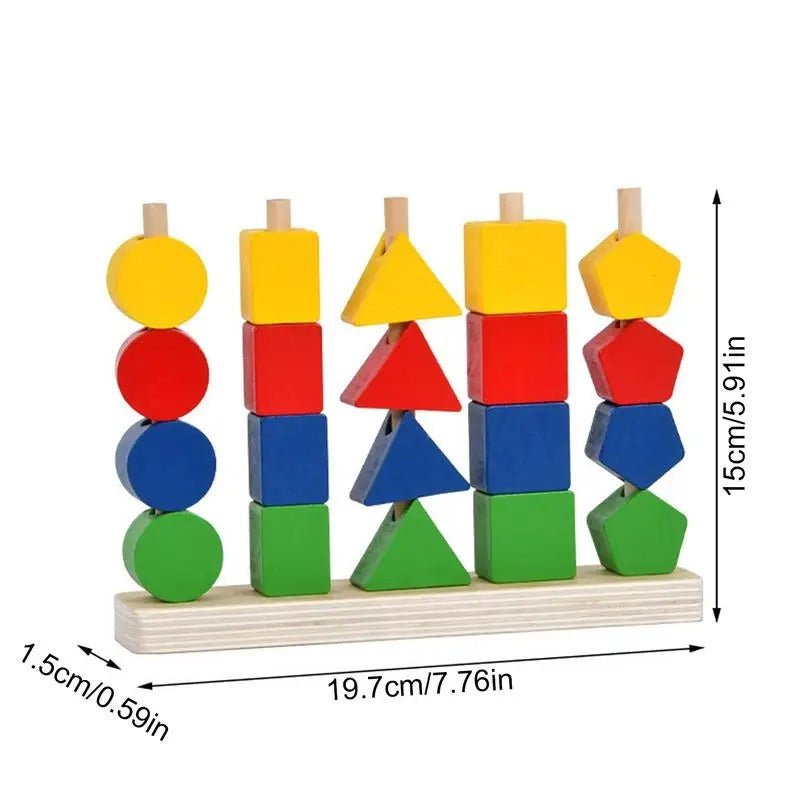Trieur en bois 5 piliers avec laçage et perles éducatives pour la motricité fine