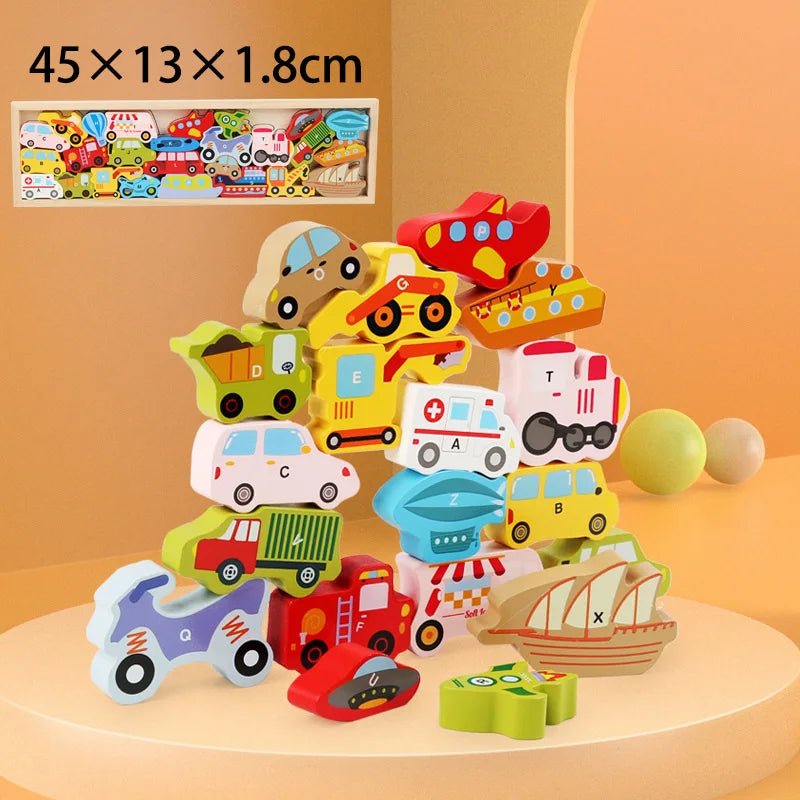 Wooden Stacking Toys Animals Blocks and Puzzles Toddlers Montessori Educational