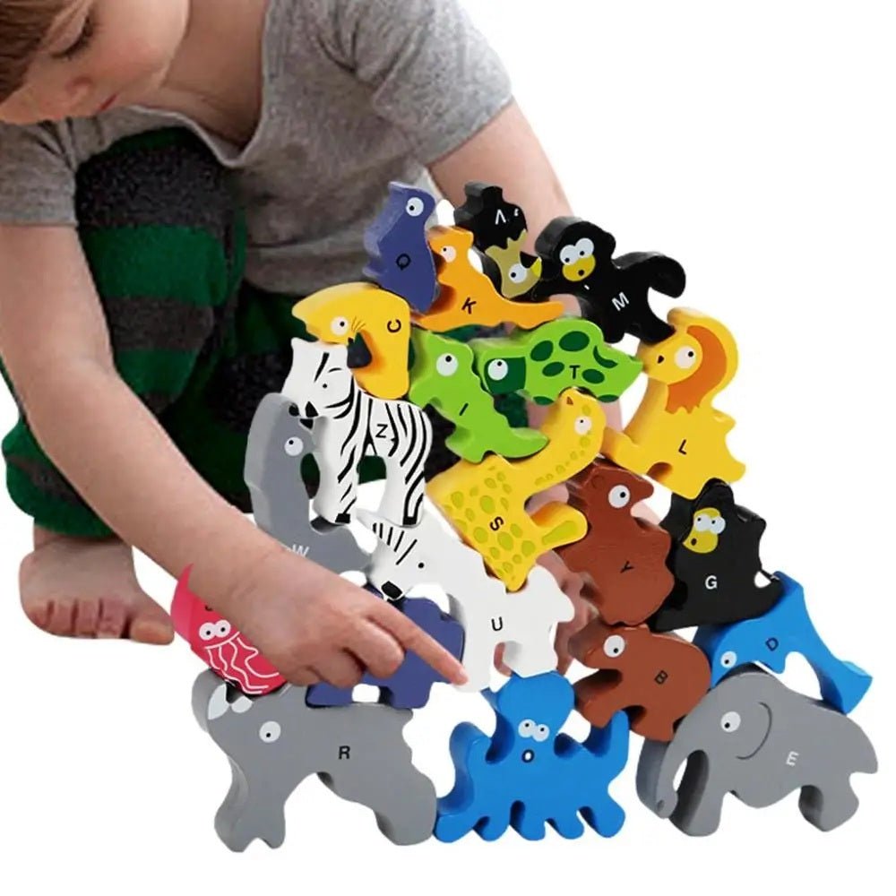 Wooden Stacking Toys Animals Blocks and Puzzles Toddlers Montessori Educational