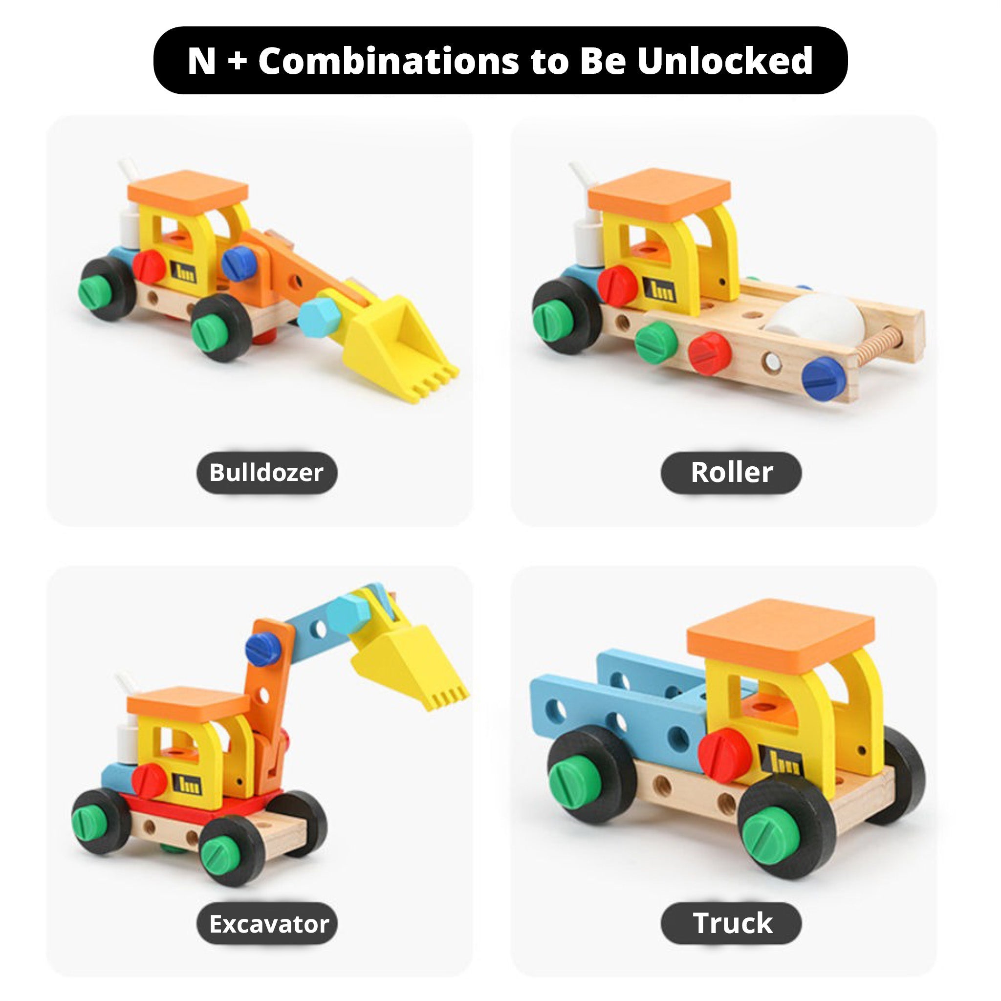 Wooden Tool Box, Montessori Educational STEM Toys, Construction Learning Toys for 3+ Years Kids, Set of 53 pcs, Child Safe Certified, Multi color