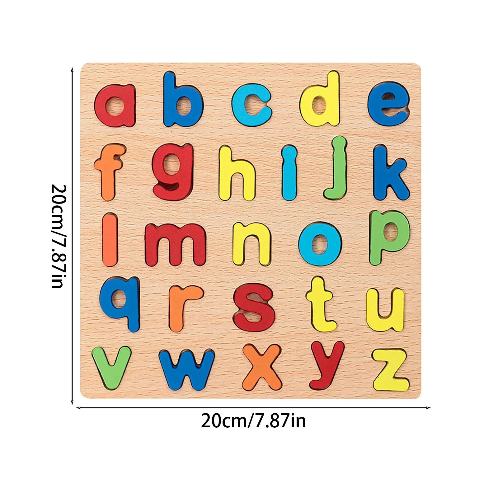 Wooden 3D Alphabet, Numbers & Shapes Learning Puzzle - no knob - Board
