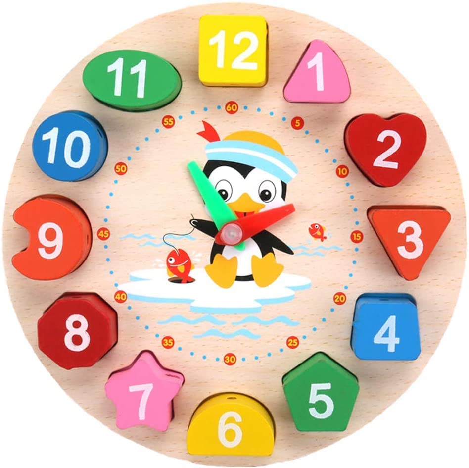 Wooden Cognitive Color and Shape Sorting Clock Number Lacing - 020