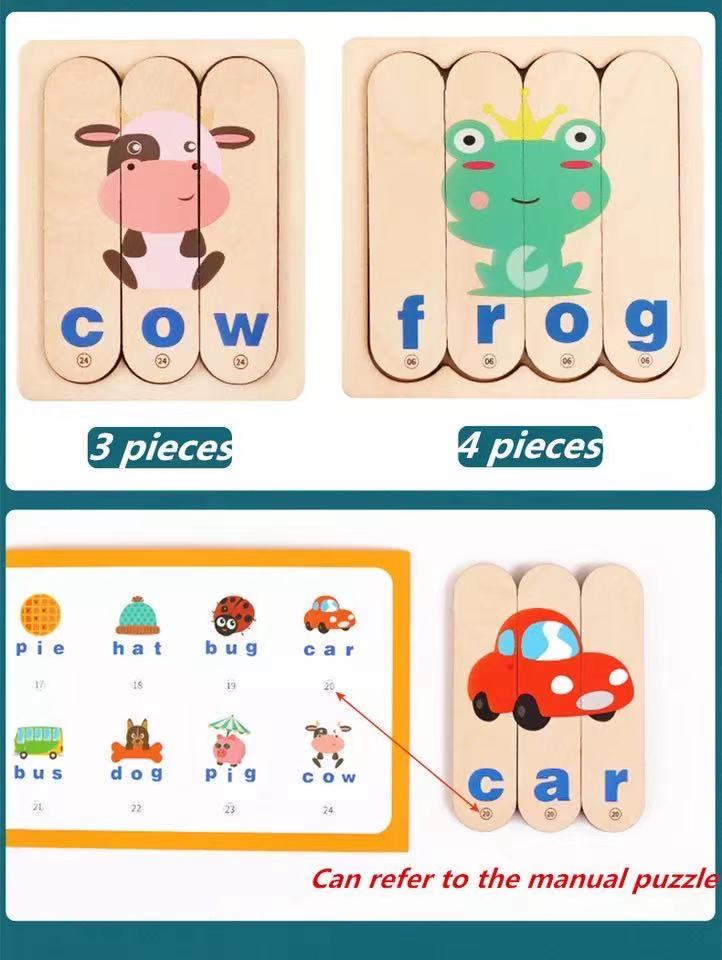 Wooden Spelling Picture Puzzle - Best alphabet learning toys