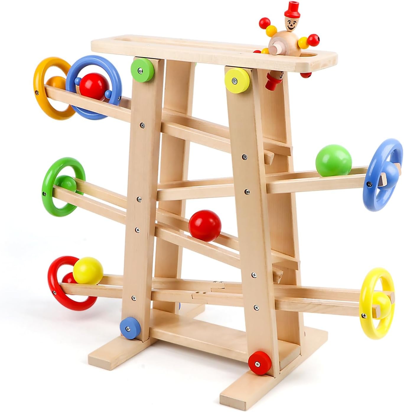 X Large Wooden Ball Run Track a Ball Rack Car Ramp Toy