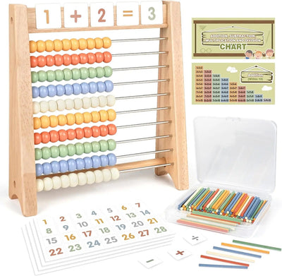 Juego de Juguetes de Matemáticas de Madera Fidtoy para Niños Kit de Aprendizaje de Conteo, Suma y Multiplicación