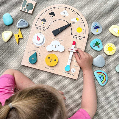 Fidtoy Wooden Weather Station Toy for Kids – Montessori Climate Learning & Parent-Child Interaction