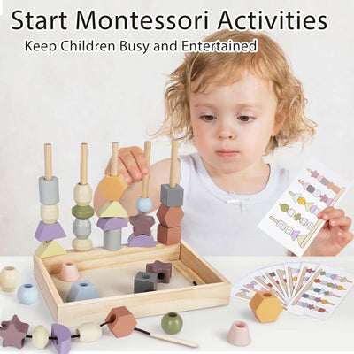 Jouet en bois Fidtoy pour tout-petits - Formes et couleurs assorties, empilage et enfilage - Jouet éducatif