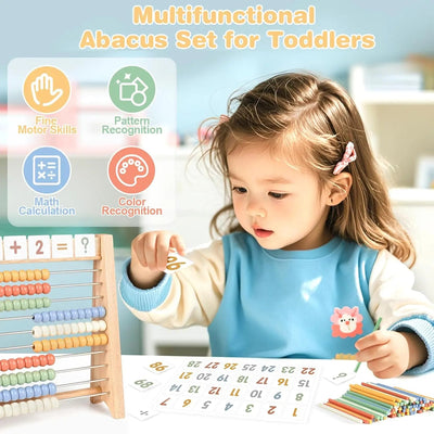 Juego de Juguetes de Matemáticas de Madera Fidtoy para Niños Kit de Aprendizaje de Conteo, Suma y Multiplicación